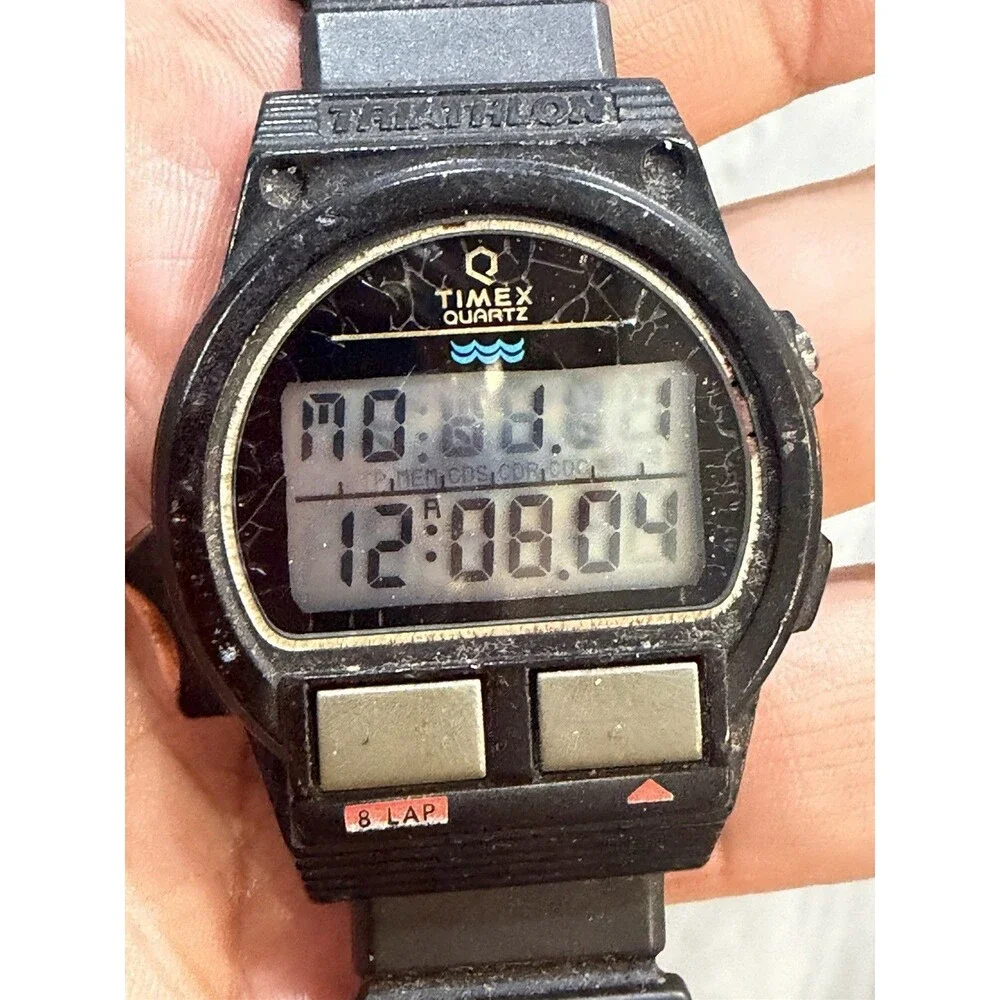 Vintage Timex Digital Watch Lot Marathon & Timex Quartz For Parts Repair